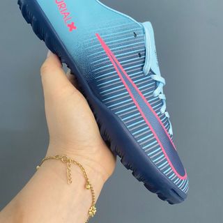 Giày đá bóng Mercurial Victory 6 màu xám xanh vạch hồng đinh TF giá sỉ