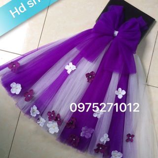Đầm tutu cho bé ❤️FREESHIP❤️ Đầm tutu tím pha trắng nơ tím cho bé gái từ 0 đến 8 tuổi