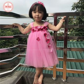 Váy bé gái ❤️FREESHIP❤️ Váy tutu hồng phấn tú cầu cho bé gái từ 0 đến 8 tuổi giá sỉ