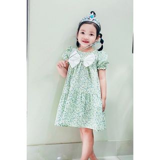 Váy Cho Bé NS KIDS Váy Đính Nơ Cho Bé Vải Mềm Mịn Mát