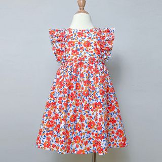 Váy Hoa Bé Gái Váy Bé Gái Thiết Kế Dáng Đầm Cánh Tiên Vải Thô Cotton Họa Tiết Hoa Hồng