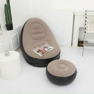 Ghế Hơi Tựa Lưng, Ghế Hơi Thư Giãn, Ghế Lười Bọc Nhung Cao Cấp Siêu Chill Mềm Mịn Êm Ái Có Đệm Đỡ Chân Mua 1 Được 2