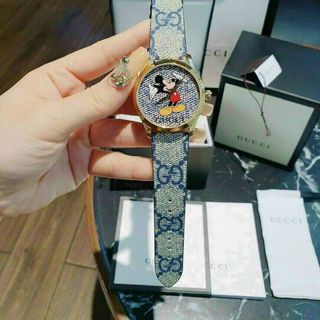 HOT SALE: ĐỒNG HỒ SIÊU CẤP GU CII MẶT MICKEY DÂY DA MÁY THUỴ SỸ