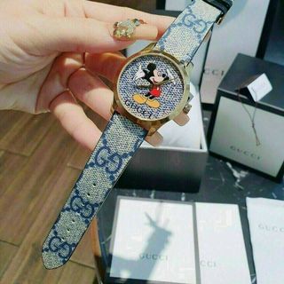 HOT SALE: ĐỒNG HỒ SIÊU CẤP GU CII MẶT MICKEY DÂY DA MÁY THUỴ SỸ