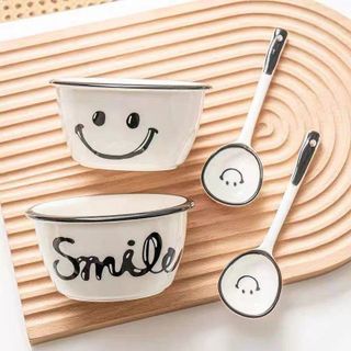Set Bát Sứ 4 Chi Tiết Mặt Cười Đóng Xốp