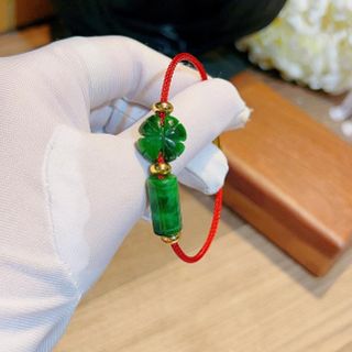VÒNG TAY CỎ BỐN LÁ LU THỐNG NGỌC CẨM THẠCH THIÊN NHIÊN - THẮNG GIANG