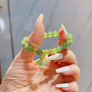 VÒNG TAY THẠCH ANH DÂU TÂY XANH PHỐI CHARM VÀNG TÂY 10 KARA - THẮNG GIANG
