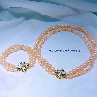 BỘ TRANG SỨC NGỌC TRAI NUÔI THIÊN NHIÊN HAI TẦNG KHÓA THỜI TRANG - THẮNG GIANG