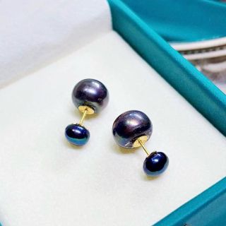 BÔNG TAI NGỌC TRAI NUÔI NƯỚC NGỌT THIÊN NHIÊN CHUÔI VÀNG TÂY 10 KARA - THẮNG GIANG