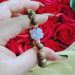 VÒNG TAY TRẦM HƯƠNG TỐC PHỐI HOA MAI NGỌC CẨM THẠCH PHỚT TÍM THIÊN NHIÊN - THẮNG GIANG