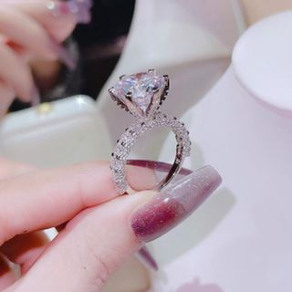 NHẪN BẠC Ý XI BẠCH KIM ĐÍNH KIM CƯƠNG MOISSANITE TẶNG KÈM KIỂM ĐỊNH QUỐC TẾ - THẮNG GIANG