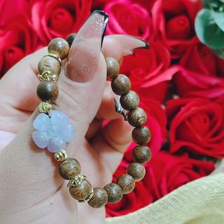 VÒNG TAY TRẦM HƯƠNG TỐC PHỐI HOA MAI NGỌC CẨM THẠCH PHỚT TÍM THIÊN NHIÊN - THẮNG GIANG