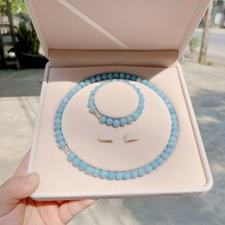 BỘ TRANG SỨC ĐÁ THẠCH ANH MÀU AQUAMARINE - THẮNG GIANG