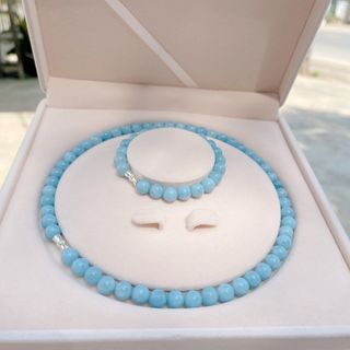 BỘ TRANG SỨC ĐÁ THẠCH ANH MÀU AQUAMARINE - THẮNG GIANG
