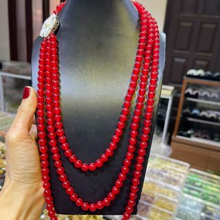 VÒNG CỔ MÃ NÃO BA TẦNG KHÓA HOA XÀ CỪ - THẮNG GIANG