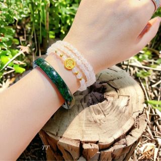 VÒNG TAY THẠCH ANH PHỐI CHARM BÁNH XE PHÁP LUÂN BẠC TA XI VÀNG - THẮNG GIANG