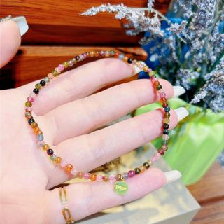 LẮC CHÂN ĐÁ TOURMALINE THIÊN NHIÊN PHỐI CHARM VÀNG TÂY 10 KARA CÓ THẺ HÓA ĐƠN - THẮNG GIANG