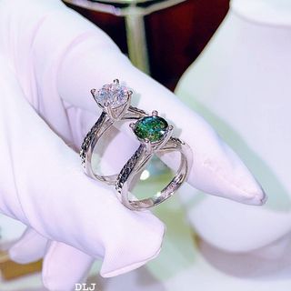 NHẪN BẠC Ý ĐÍNH ĐÁ XI BẠCH KIM CAO CẤP GẮN KIM CƯƠNG MOISSANITE TẶNG KÈM KIỂM ĐỊNH QUỐC TẾ - THẮNG GIANG