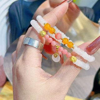 CHUỖI BẠCH NGỌC DẸT THIÊN NHIÊN PHỐI CHARM BẠC TA XI VÀNG - THẮNG GIANG