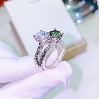 NHẪN BẠC Ý ĐÍNH ĐÁ XI BẠCH KIM CAO CẤP GẮN KIM CƯƠNG MOISSANITE TẶNG KÈM KIỂM ĐỊNH QUỐC TẾ - THẮNG GIANG