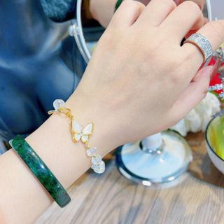 LẮC TAY KHÓA HỒ ĐIỆP PHA LÊ PHỐI BẠC XI VÀNG - THẮNG GIANG