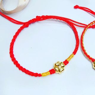 VÒNG TAY CỎ BỐN LÁ VÀNG TÂY 10 KARA TẾT CHỈ ĐỎ MAY MẮN - THẮNG GIANG