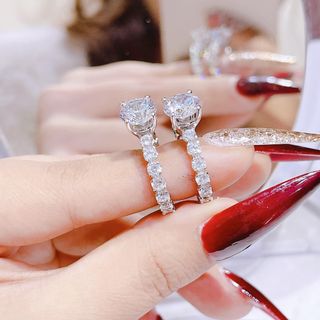 NHẪN ĐÍNH ĐÁ BẠC XI BẠCH KIM GẮN KIM CƯƠNG MOISSANITE TẶNG KÈM KIỂM ĐỊNH QUỐC TẾ - THẮNG GIANG