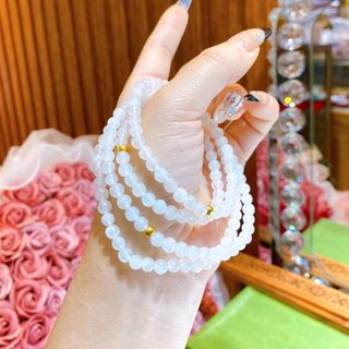 VÒNG TAY THẠCH ANH TRẮNG 108 HẠT THIÊN NHIÊN MIX BI BẠC TA XI VÀNG - THẮNG GIANG