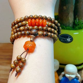 VÒNG TAY CỎ BỐN LÁ NGŨ ĐIẾU NGỌC CẨM THẠCH THIÊN NHIÊN PHỐI TRẦM HƯƠNG - THẮNG GIANG