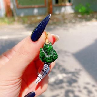 MẶT DÂY CHUYỀN HỒ LY NGỌC CẨM THẠCH SƠN THỦY THIÊN NHIÊN MÓC VÀNG TÂY 10 KARA - THẮNG GIANG