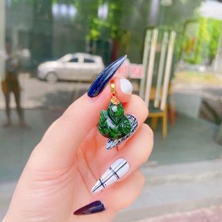 MẶT DÂY CHUYỀN HỒ LY NGỌC CẨM THẠCH SƠN THỦY THIÊN NHIÊN MÓC VÀNG TÂY 10 KARA - THẮNG GIANG