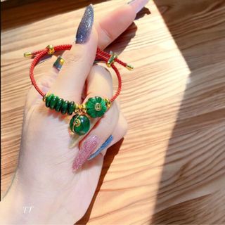 VÒNG TAY CỎ BỐN LÁ NGŨ ĐIẾU TÚI TIỀN CẨM THẠCH SƠN THỦY PHỐI CHARM VÀNG - THẮNG GIANG