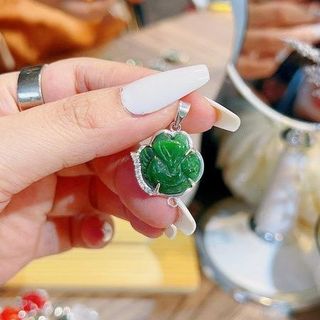 MẶT DÂY CHUYỀN HỒ LY TÌ HƯU NGỌC THIÊN NHIÊN BỌC BẠC TA - THẮNG GIANG