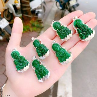 MẶT DÂY CHUYỀN QUAN THẾ ÂM NGỌC CẨM THẠCH SƠN THỦY THIÊN NHIÊN BỌC BAC TA - THẮNG GIANG