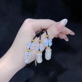 VÒNG TAY CỎ BỐN LÁ NGŨ ĐIẾU ĐÁ MOONSTONE THIÊN NHIÊN - THẮNG GIANG
