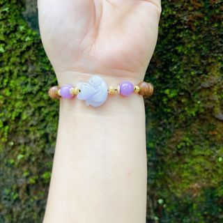 VÒNG TAY TRẦM HƯƠNG TỐC DẸT PHỐI HỒ LY CẨM THẠCH TÍM - THẮNG GIANG