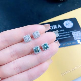 BÔNG TAI BẠC Ý XI BẠCH KIM BỌC BÔNG TAI KIM CƯƠNG MOISSANITE TẶNG KÈM KIỂM ĐỊNH QUỐC TẾ - THẮNG GIANG