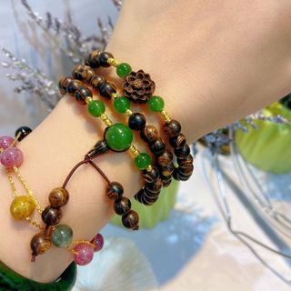 VÒNG TAY SEN TRẦM HƯƠNG SÁNH CHÌM THIÊN NHIÊN PHỐI HẠT NGỌC BÍCH - THẮNG GIANG