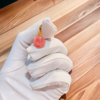 MẶT DÂY CHUYỀN HỒ LY ĐÁ ĐÀO HOA THIÊN NHIÊN MÓC VÀNG TÂY 10 KARA - THẮNG GIANG
