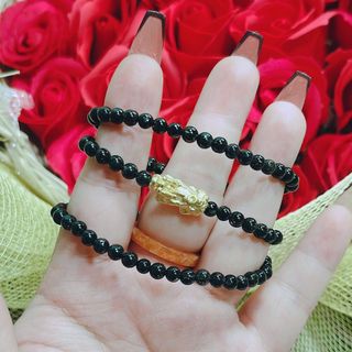 VÒNG TAY THẠCH ANH TÓC ĐEN THIÊN NHIÊN PHỐI CHARM TÌ HƯU BẠC TA XI VÀNG 24KARA - THẮNG GIANG