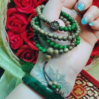 CHUỖI VÒNG TAY TRẦM HƯƠNG TỐC PHỐI CẨM THẠCH HÌNH HOA SEN - THẮNG GIANG