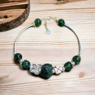 VÒNG TAY SEN THẠCH ANH TÓC XANH THIÊN NHIÊN PHỐI CHARM - THẮNG GIANG