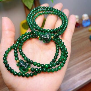 CHUỖI VÒNG TAY HỒ LY NGỌC CẨM THẠCH SƠN THỦY BI VÀNG TÂY 10 KARA - THẮNG GIANG