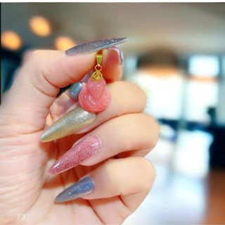 MẶT DÂY CHUYỀN HỒ LY ĐÁ ĐÀO HOA THIÊN NHIÊN MÓC VÀNG TÂY 10 KARA - THẮNG GIANG