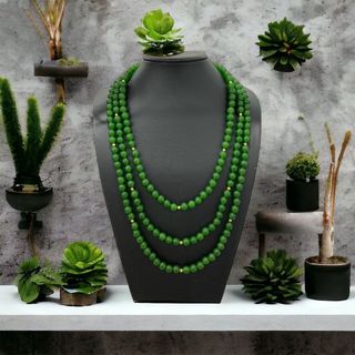 CHUỖI DÂY CHUYỀN HẦU DÂNG BA TẦNG THẠCH ANH XANH - THẮNG GIANG