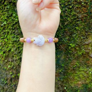 VÒNG TAY TRẦM HƯƠNG TỐC DẸT PHỐI HỒ LY CẨM THẠCH TÍM - THẮNG GIANG
