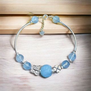 VÒNG TAY ĐÁ AQUAMARINE THIÊN NHIÊN PHỐI CHARM - THẮNG GIANG
