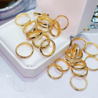 NHẪN LÔNG VOI ĐÍNH DẢI ĐÁ VÀNG TÂY 10 KARA - THẮNG GIANG