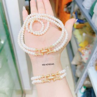 BÔNG TRANG SỨC NGỌC TRAI NUÔI NƯỚC NGỌT THIÊN NHIÊN KHÓA CHỮ H - THẮNG GIANG