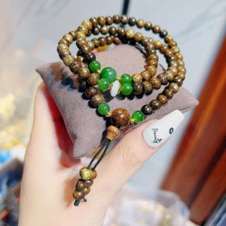 VÒNG TAY TRẦM HƯƠNG TỐC THIÊN NHIÊN PHỐI ĐIẾU CẨM THẠCH ỐP CHARM - THẮNG GIANG